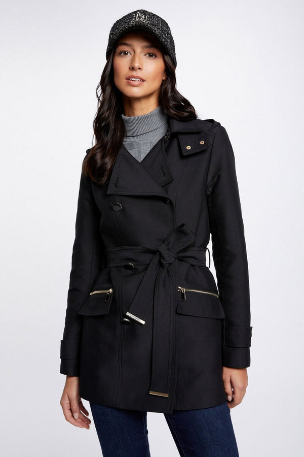 Trench con cintura in vita e cappuccio